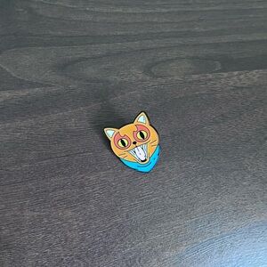 Orange Cat with Blue Bandana Enamel Pin